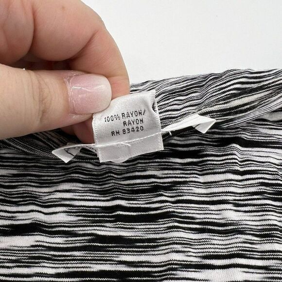 August Silk Black White Print Jersey Long Sleeve Tunic Top Large - Picture 3 of 3